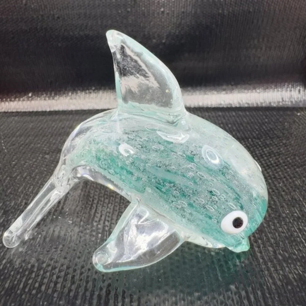 Dynasty Gallery Art‎ Glass Dolphin Figurine Green Dolphin Glass Figure Vintage